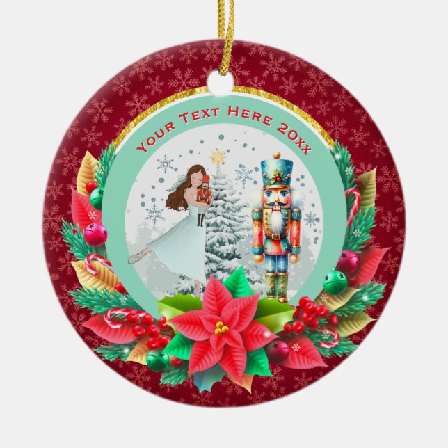 Nutcracker Christmas, Family Holiday Keepsake Gift Ceramic Tree Decoration (Front)