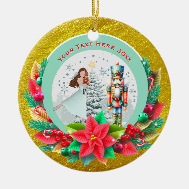 Nutcracker Christmas, Family Holiday Keepsake Gift Ceramic Tree Decoration (Front)