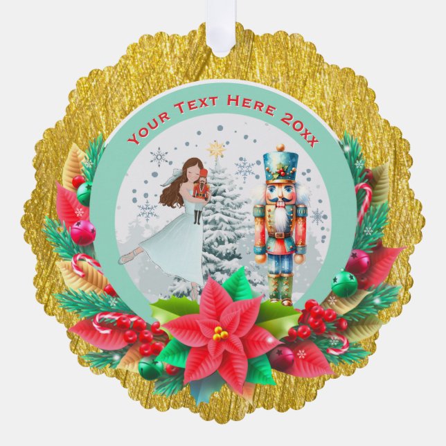 Nutcracker Christmas, Family Holiday Keepsake Gift Tree Decoration Card (Front)