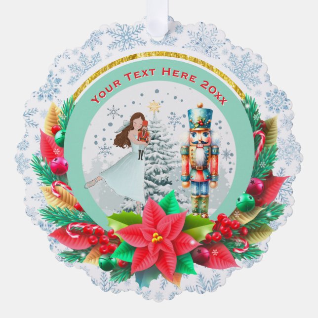Nutcracker Christmas, Family Holiday Keepsake Gift Tree Decoration Card (Front)