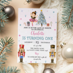 Nutcracker Christmas First Birthday Invitation