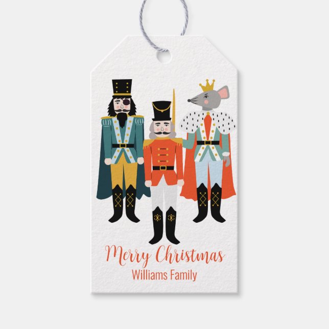 Nutcracker Christmas Floral Favour Tag (Front)