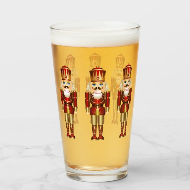 Nutcracker Christmas Gift Decorative Beer Glass (Front Filled)