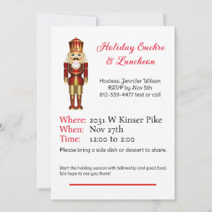 Nutcracker Christmas Lunch Party Theme Custom Text Invitation