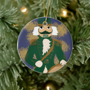 Nutcracker Christmas Ornament Green & Gold Soldier