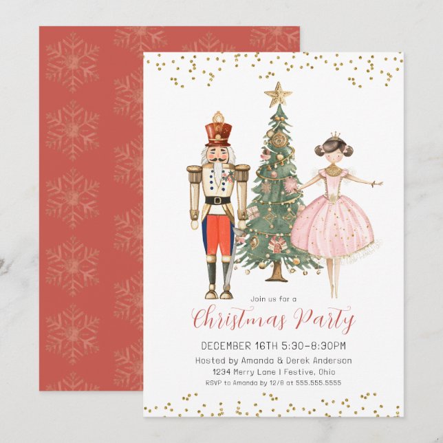 Nutcracker Christmas Party Invitation (Front/Back)
