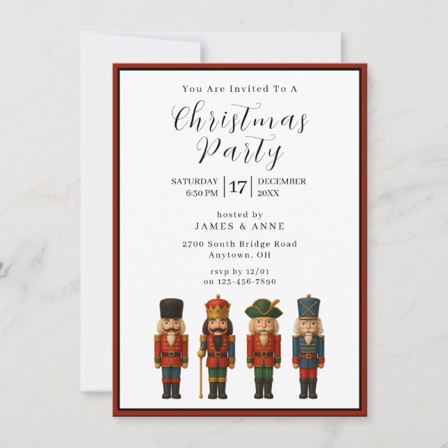 Nutcracker Christmas Party Invitation (Front)
