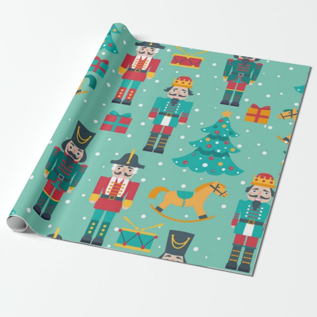Nutcracker Christmas Pattern Wrapping Paper (Unrolled)