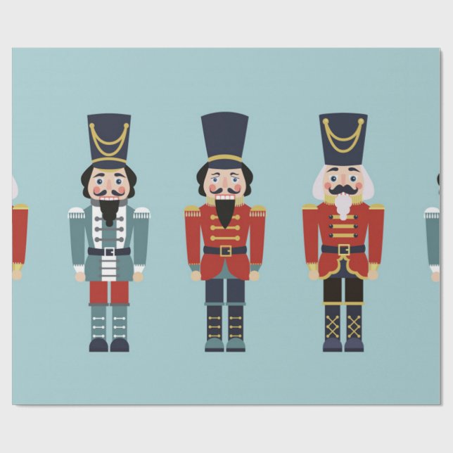 Nutcracker Christmas Pattern Wrapping Paper (Flat)