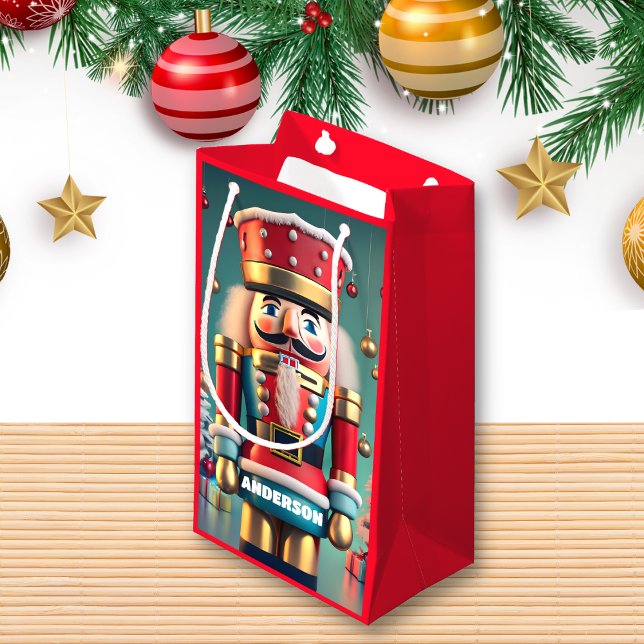Nutcracker Christmas Personalised Kids Red Small Gift Bag (Creator Uploaded)
