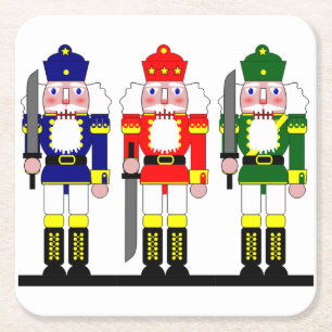 Nutcracker Christmas Personalised Square Paper Coaster