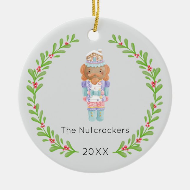 Nutcracker Christmas Photo Ceramic Tree Decoration (Front)