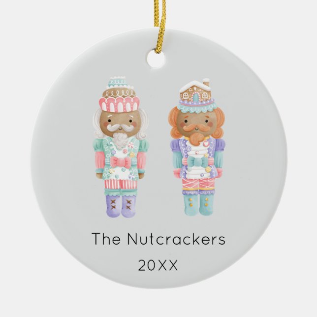 Nutcracker Christmas Photo Ceramic Tree Decoration (Front)