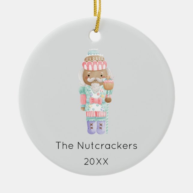 Nutcracker Christmas Photo Ceramic Tree Decoration (Front)