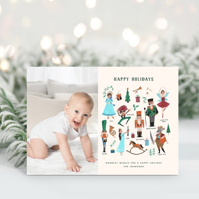 Nutcracker Christmas photo holiday card (Classical traditional Nutcracker Christmas photo greeting postcard.)