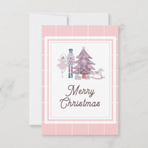 Nutcracker Christmas photo pink Thank You Card