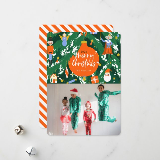 Nutcracker Christmas Tree Photo Holiday Card (Front/Back In Situ)