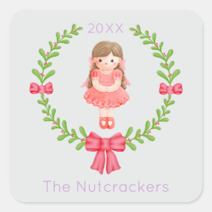 Nutcracker Clara Christmas Square Sticker
