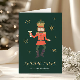 Nutcracker Cocktail "Sending Cheer" Christmas Holiday Card