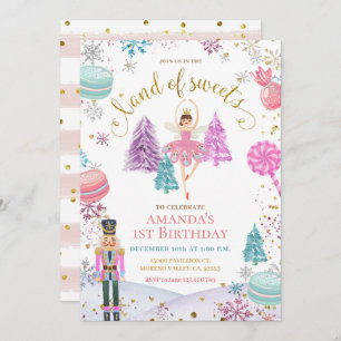 Nutcracker Colourful Snowflakes Land of Sweets Gir Invitation