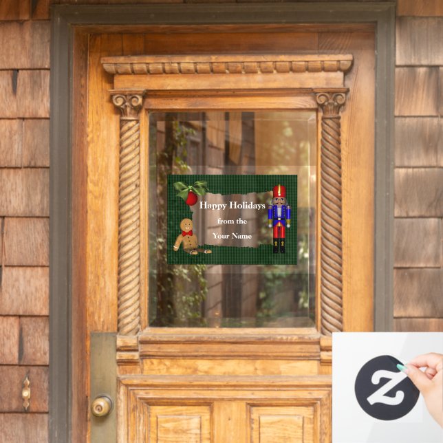 Nutcracker Cookie Christmas Holiday Personalised Window Cling (Home Door)