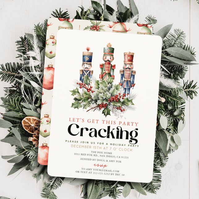 Nutcracker Cracking Christmas Holiday Party Invitation (Creator Uploaded)