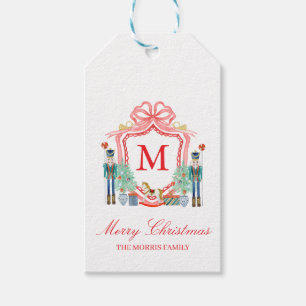 Nutcracker Crest Monogram Custom Holiday Gift Tag