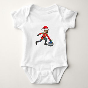 Nutcracker Curling Player Holiday Winter Sports Baby Bodysuit