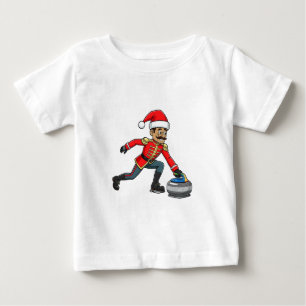  Nutcracker Curling Player Holiday Winter Sports   Baby T-Shirt