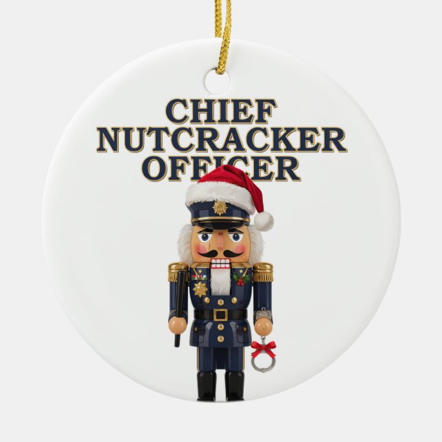 Nutcracker Curling Player Holiday Winter Sports   Ceramic Tree Decoration (Front)