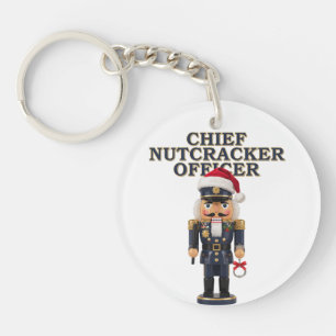 Nutcracker Curling Player Holiday Winter Sports Key Ring