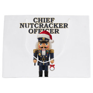 Nutcracker Curling Player Holiday Winter Sports Large Gift Bag