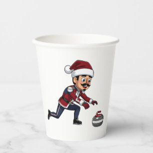 Nutcracker Curling Player Holiday Winter Sports Paper Cups