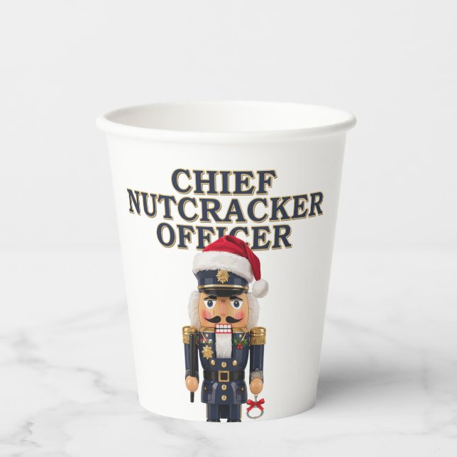 Nutcracker Curling Player Holiday Winter Sports   Paper Cups (Front)