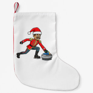 Nutcracker Curling Player Holiday Winter Sports Small Christmas Stocking