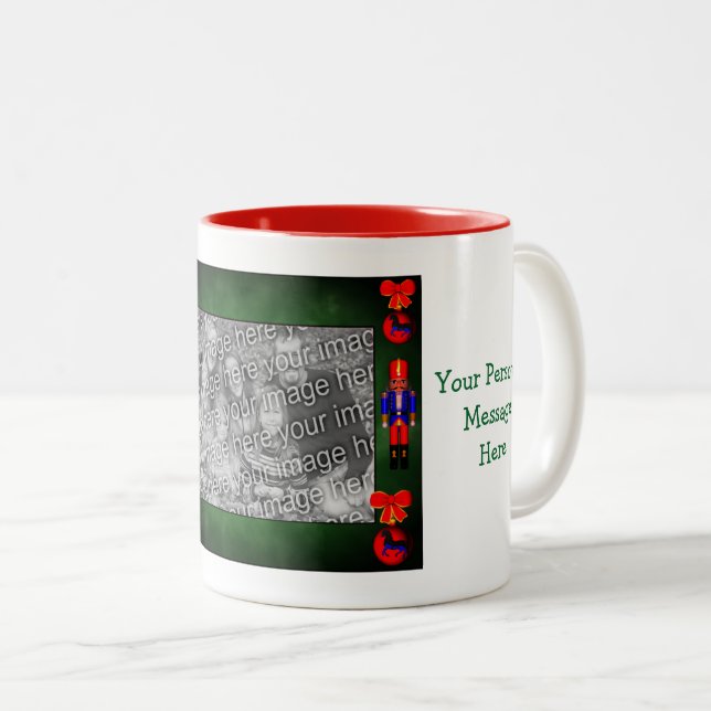 Nutcracker Design Christmas Photo  Two-Tone Coffee Mug (Front Right)