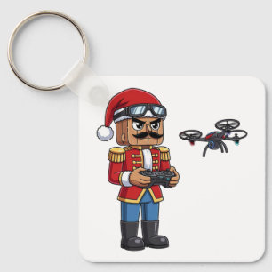 Nutcracker Drone Pilot Tech Holiday Gaming Xmas Key Ring