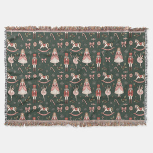 Nutcracker  Elegant Ballet Christmas Throw Blanket