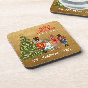 Nutcracker Family of Five Funny Merry Christmas Coaster