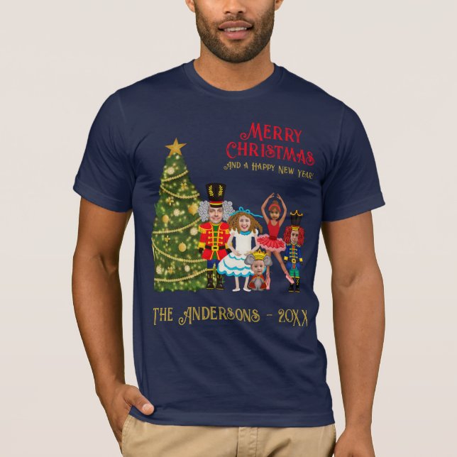 Nutcracker Family of Five Funny Merry Christmas  T-Shirt (Front)