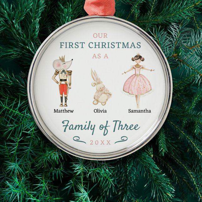 Nutcracker Family of Three First Christmas Metal Tree Decoration (Creator Uploaded)