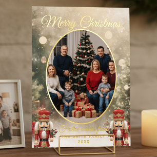 Nutcracker Family Photo Merry Christmas Foil Holiday Card
