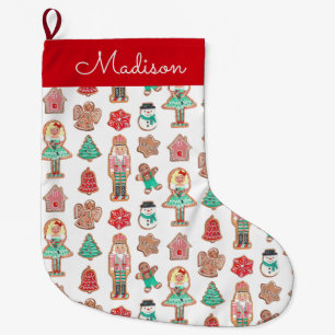 Nutcracker gingerbread man holiday Cookies  Large Christmas Stocking