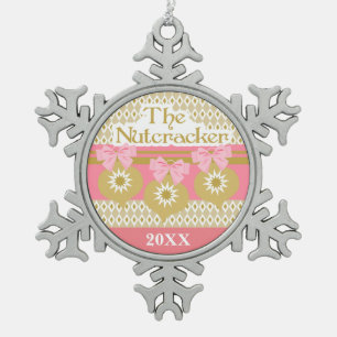 Nutcracker Gold Snowflake Pewter Christmas Ornament