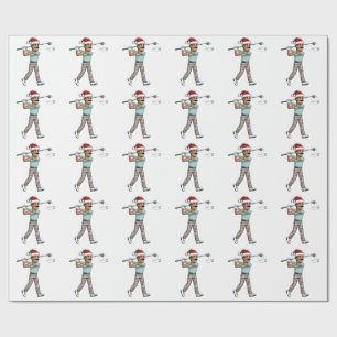 Nutcracker Golfer Holiday Sports Christmas Golf Wrapping Paper