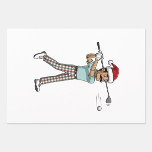 Nutcracker Golfer Holiday Sports Christmas Golf Wrapping Paper Sheet
