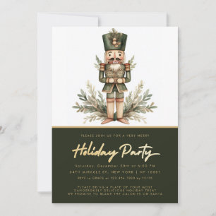 Nutcracker Green Gold Christmas Holiday Party Invitation