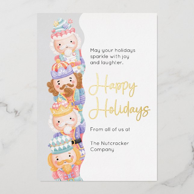 Nutcracker Happy Holidays Foil Holiday Card (Front)