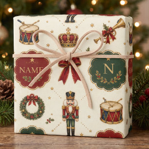 Nutcracker Heritage Christmas Custom Name Wrapping Paper Sheet