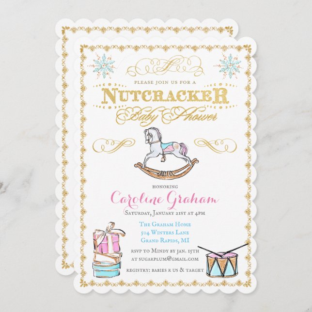 Nutcracker Holiday Winter Baby Shower Invitation (Front/Back)